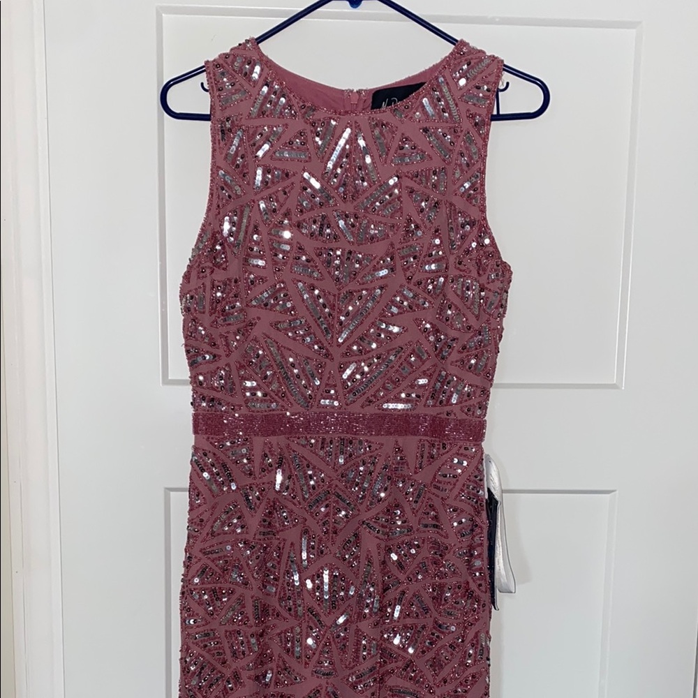 Mac Duggal Pink Sequin Sheath Dress